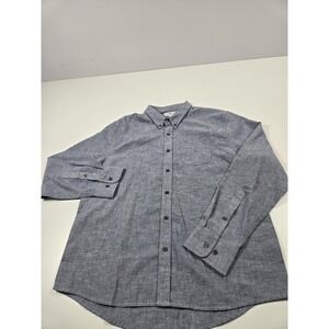 Wills Huckberry Shirt Men's XL Blue Chambray Button Down Long Sleeve Linen Blend